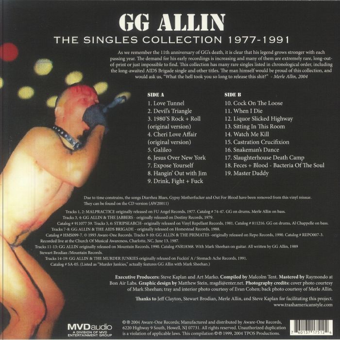 GG Allin - Expose Yourself: The Singles Collection 1977-1991