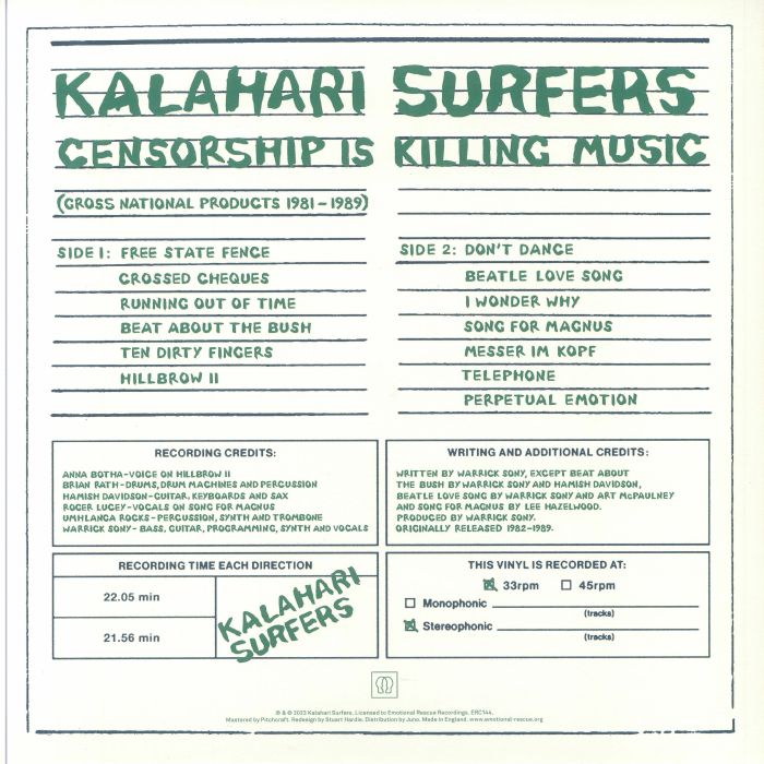 Kalahari Surfers - Censorship Is Killing Music (Gross National Products 1981-1989)